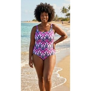 Catalina Ikat Falls One piece swimsuit Purple Size 3X